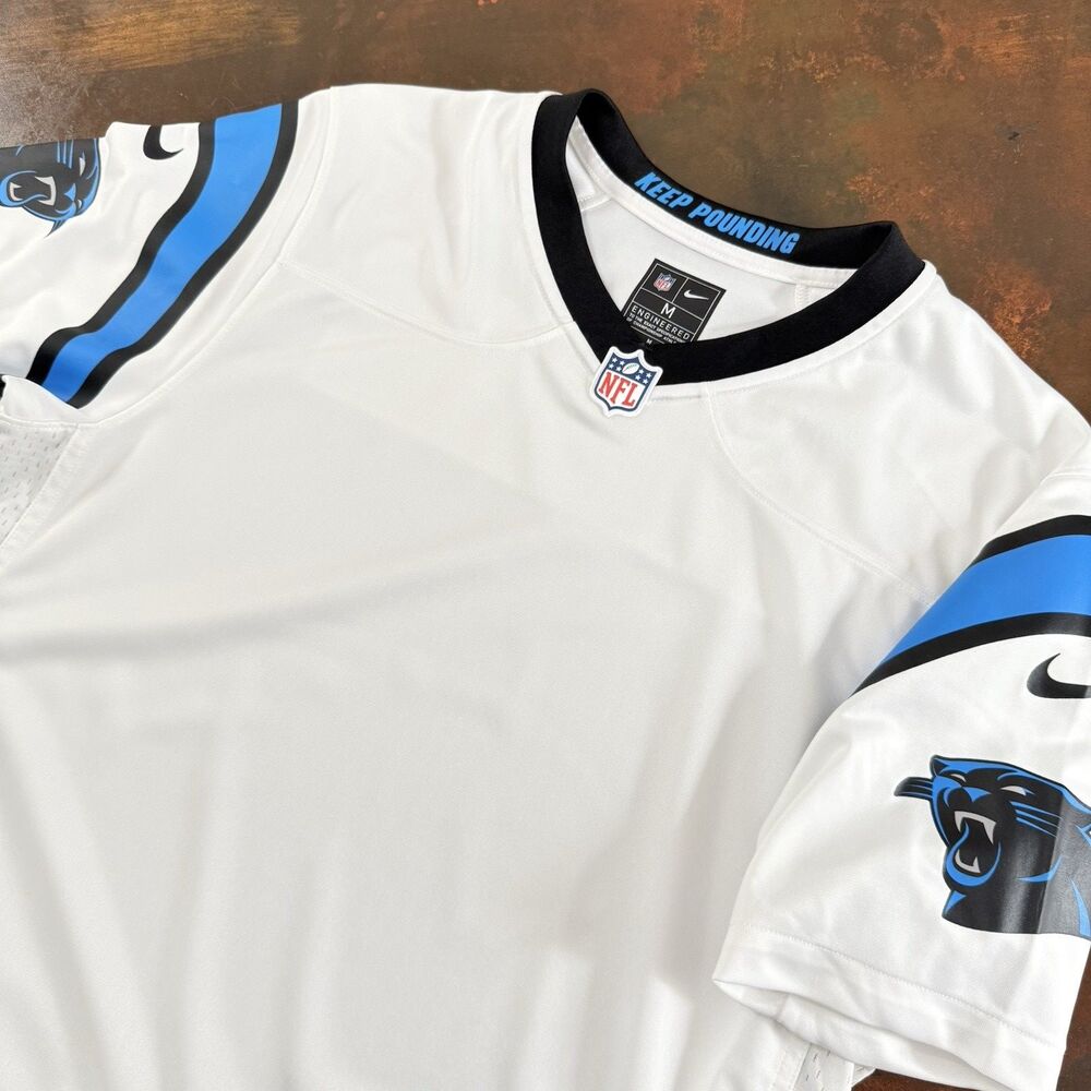 Carolina Panthers blank Football Jersey Mens Medium White Blue Sportswear NFL